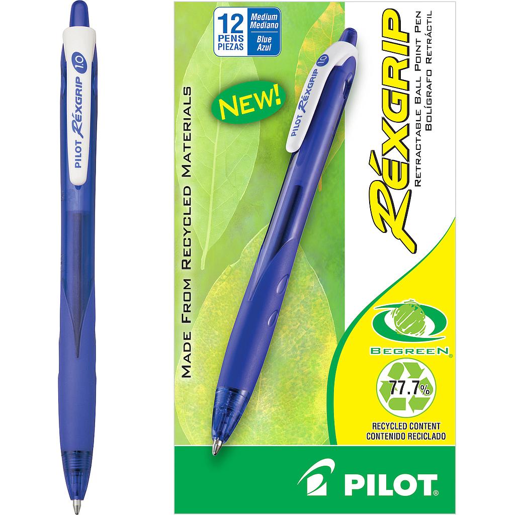 Begreen Rexgrip Ball Point Blue,Medium, Dozen