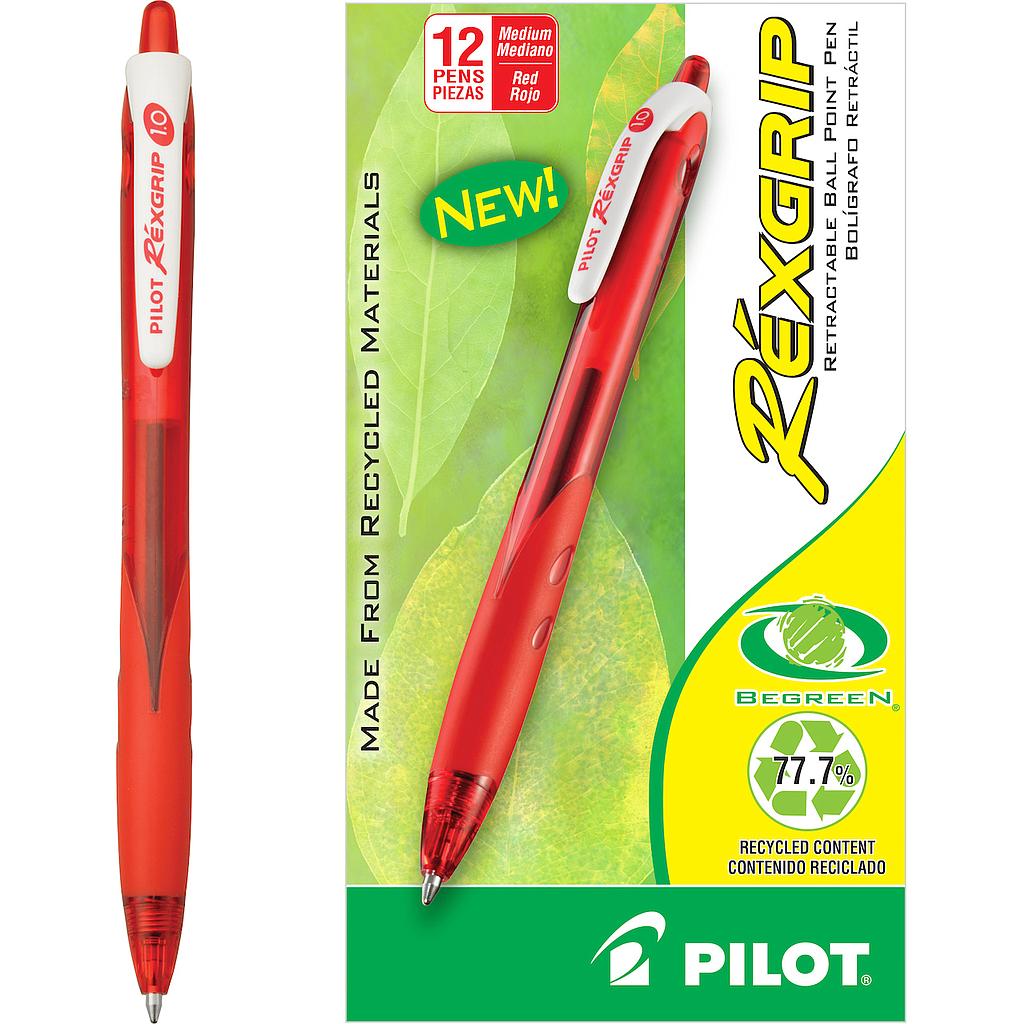 Begreen Rexgrip Ball Point Red,Medium, Dozen