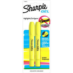 Gel Highlighter, Bullet Tip, Yellow, 2/Pk