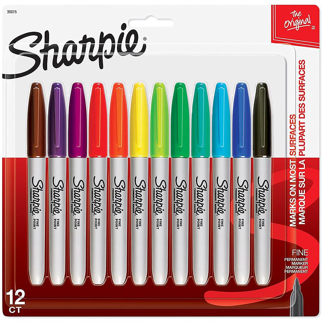 Sharpie Fine Point Permanent Marker, Assorted, 12/Pk(925531)