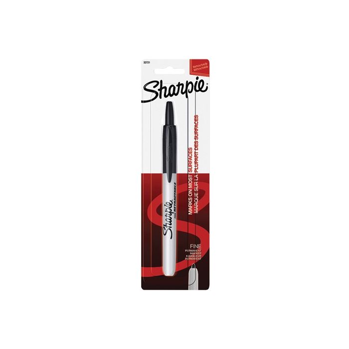 Sharpie Retractable, Fine Point Permanent Marker, Black, Blister