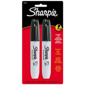 Sharpie Chisel Tip Permanent Marker, Tip, Black, 2/Pk