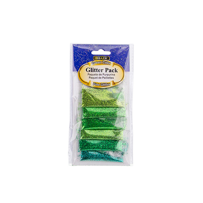 2g 6 Green Color Glitter Pack