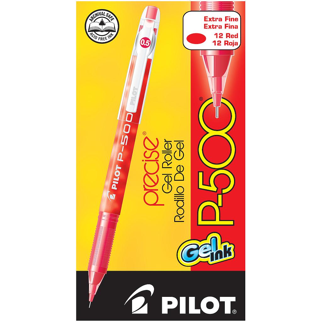 P-500 Gel Ink Rolling Ball,Red, Extra fine, Dozen