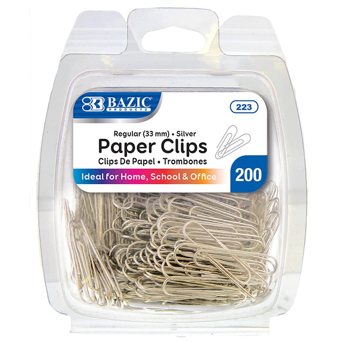 No.1 Regular (33mm) Silver Paper Clips, 200/Pack