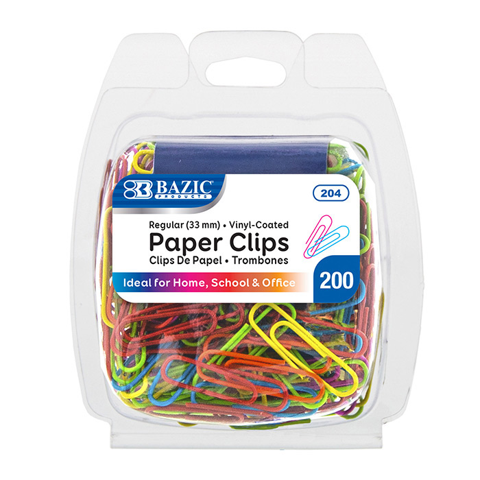 No.1 Regular (33mm) Color Paper Clips, 200/Pack