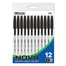 Nova Black Color Stick Pen (12/Pack) Blister