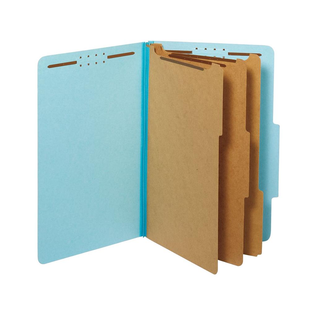 Partition Folder, Legal, Eight-Sections (3 Pt), Light Blue, 10/Box