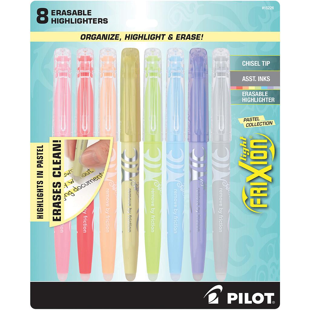 Frixion Light Pastel highlighter with Erasable Ink, Assorted 8/Pk