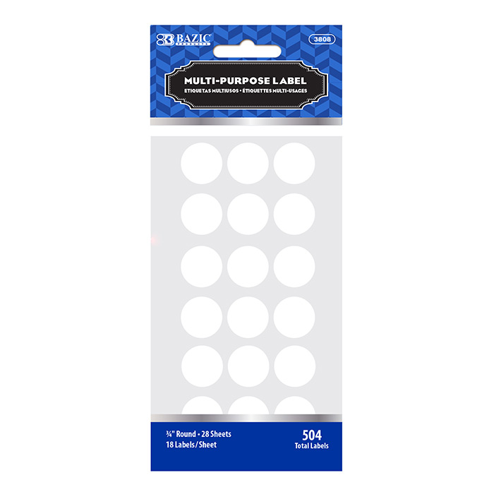 Label 3/4" Round White 504/Pk