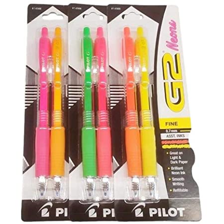 G2 Premium Retractable Gel Ink Pen, Neons Ink, .7 mm, 2/Pk