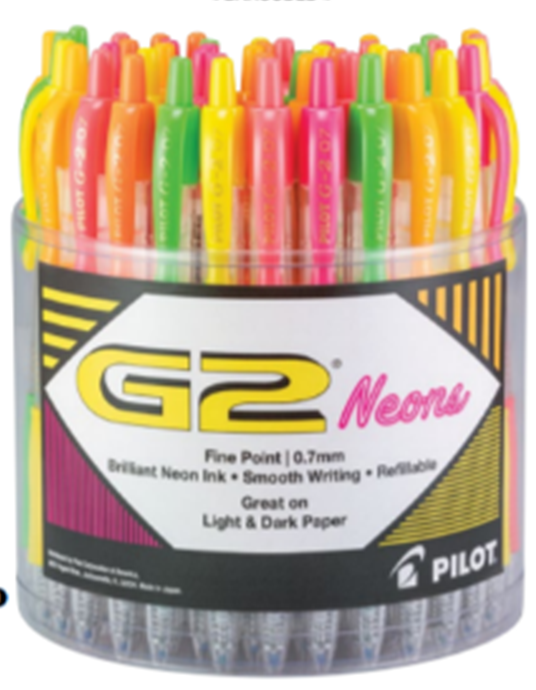 G2 Premium Retractable Gel Ink Pen, Neons Ink, .7mm, 48/PC(14087)