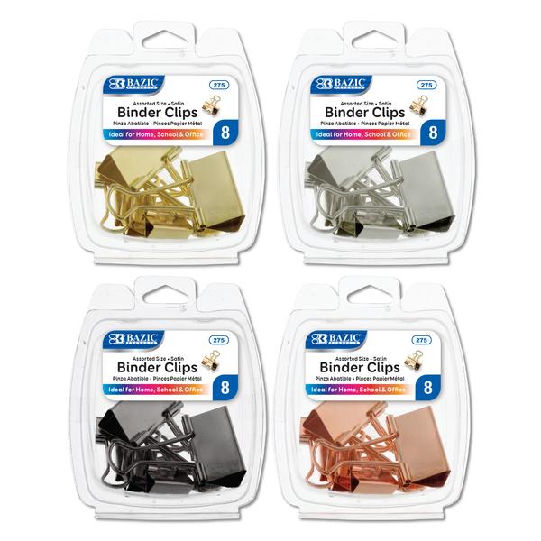 Assorted Size Satin Binder Clip (8/Pack)