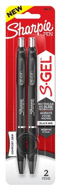 SHARPIE GEL 0.7MM 2CT BLACK