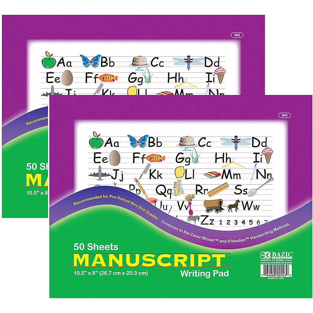 Writing Pad - Manuscript, 10.5"X 8"(50 Ct.)