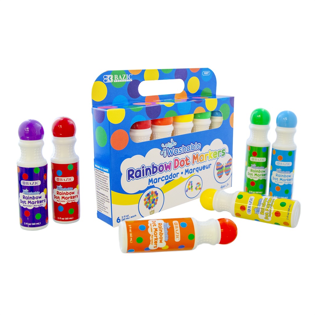 BAZIC 6 Colors Washable Dot Markers