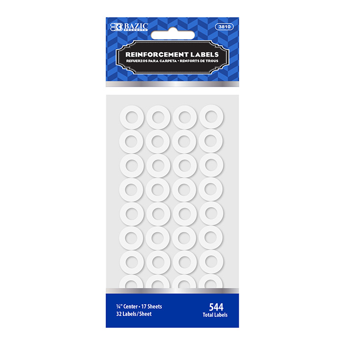 BAZIC White Round Reinforcement Label (544/Pack)