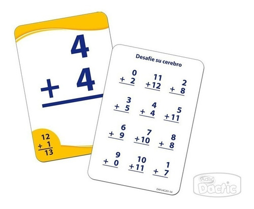 Láminas de aprendiendo a sumar 56/pz con números del 0 al 12 (Flash Cards)