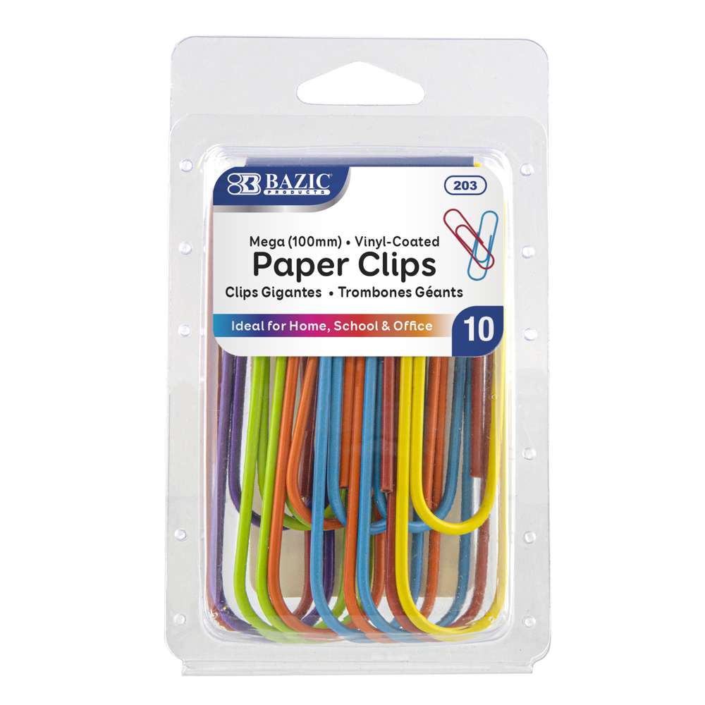 Mega (100mm) Color Paper Clips 10/pack