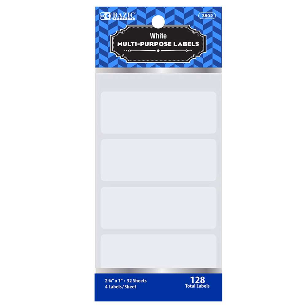 2 3/4" x 1" White Multipurpose Label (128/pack)