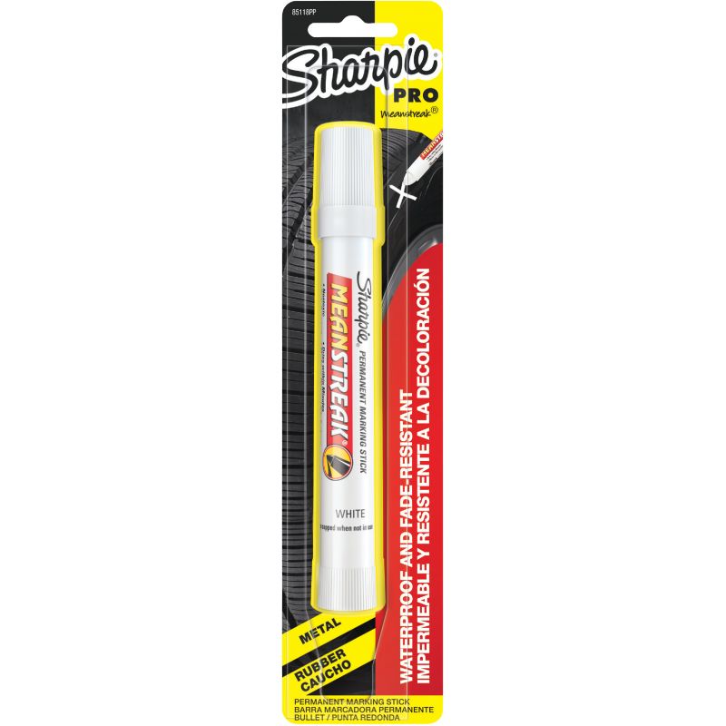 Sharpie Mean Streak Permanent Marking Stick, Bullet tip White blister