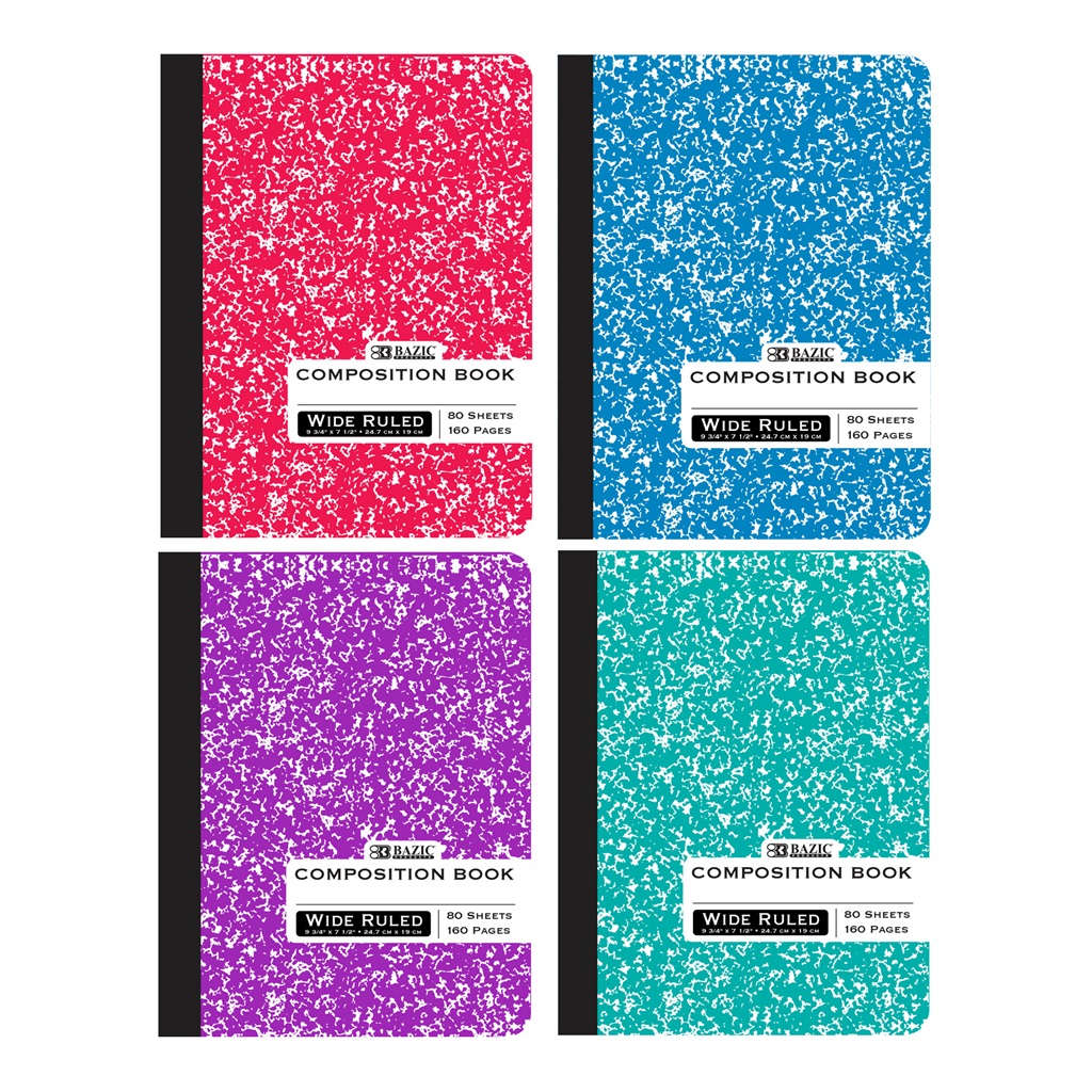 Assorted Color Marble Composition Book