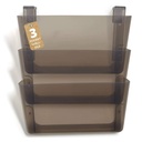 [O0400A] File holder Wall Mounted 3 pockets Letter Size Smoke (3 pcs)