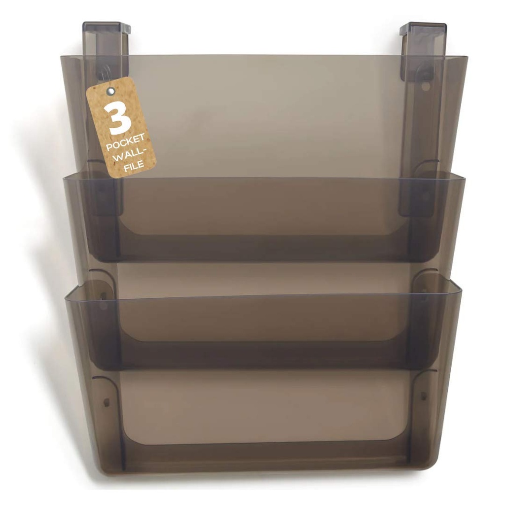 File holder Wall Mounted 3 pockets Legal Size Smoke (3 pcs)