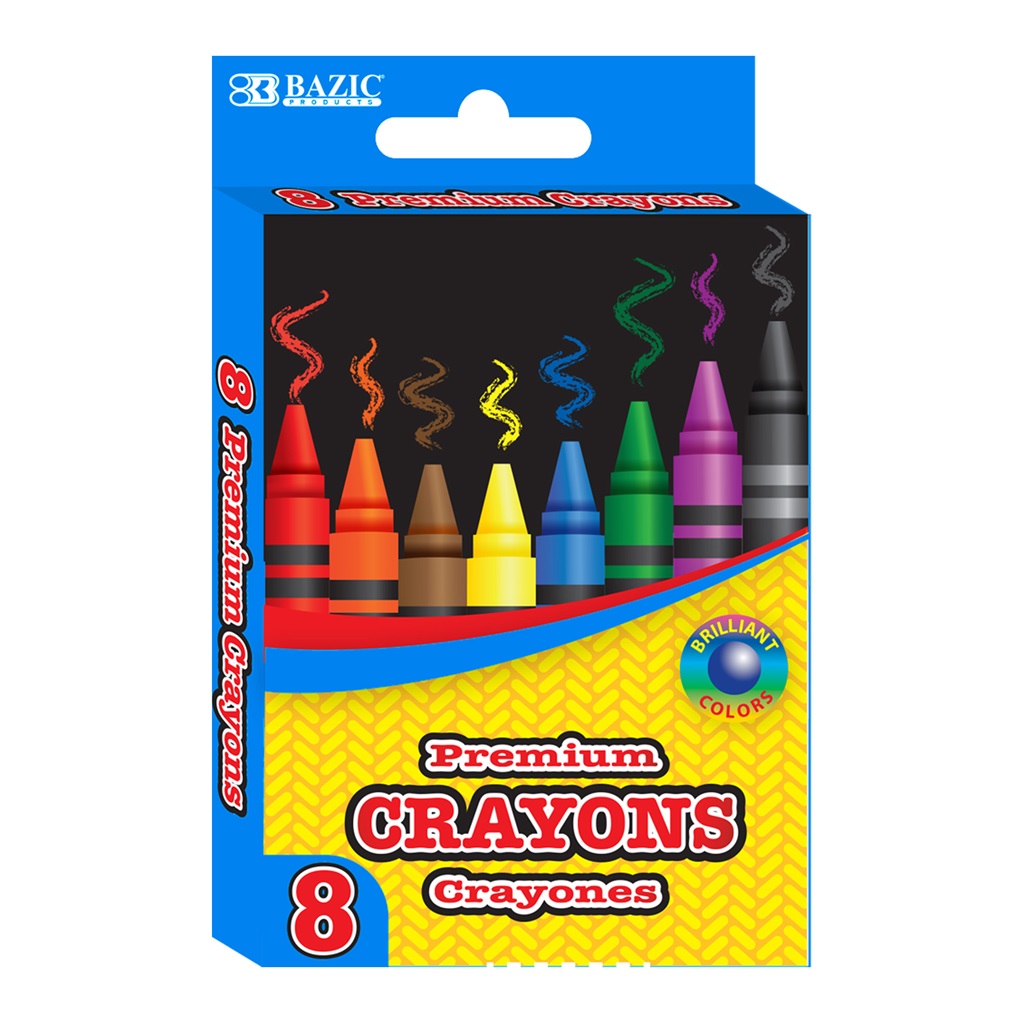 BAZIC 8 Color Premium Crayons