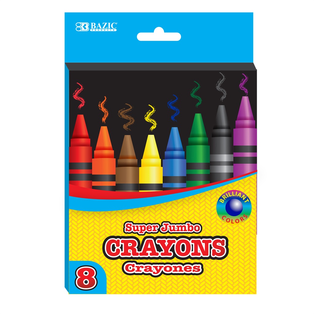 BAZIC 8 Color Premium Super Jumbo Crayons