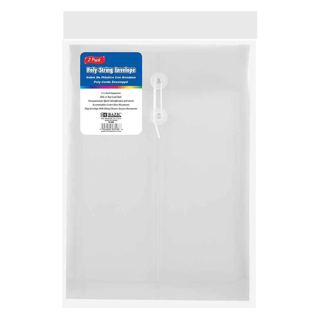 BAZIC Clear Top / Side Loading Letter Size String Envelope (2/Pack)