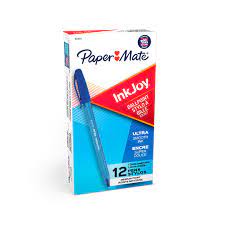 Paper Mate InkJoy 100 ST Ballpoint Pen, Medium Point, Blue Ink, Dozen