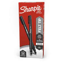 Sharpie Felt Pen, Fine Point, Black Ink, Dozen