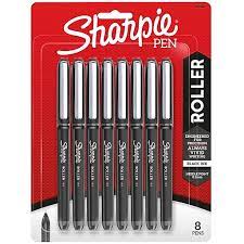 Sharpie Rollerball Pen, Needle Point (0.5mm) Precision Pen, Black Ink, 8 Count