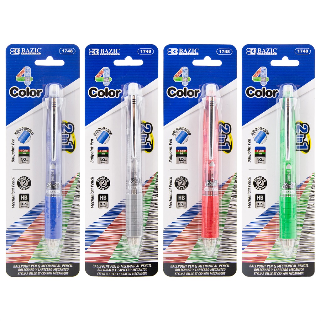 2-In-1 Mechanical Pencil & 4-Color Pen w/ Grip