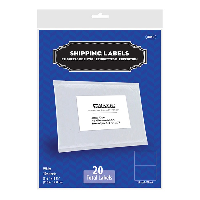 8.5" X 5.5" Shipping Labels (20/Pack)