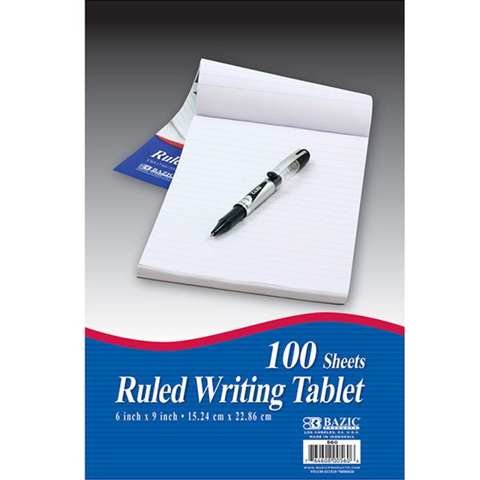 100 Ct. 6" X 9" Ruled Writing Tablet