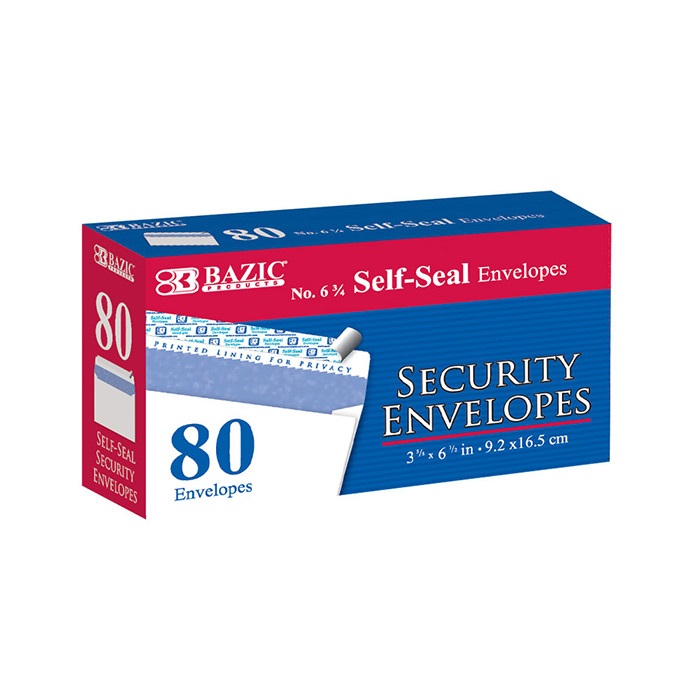 #6 3/4 Self-Seal Security Envelopes (80/Pack)