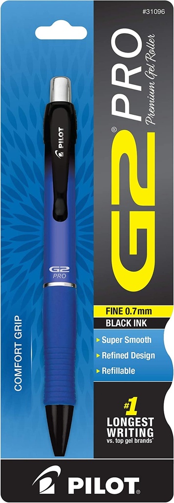 G2 Pro, premium gel roller, black ink, fine 0.7mm