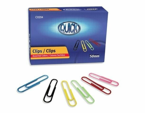 Paper Clips Jumbo, Assorted Colors, 100/Box