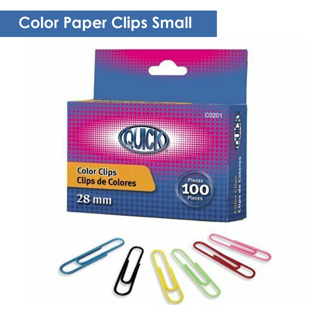 Paper Clips Vinyl #1 28mm, Assorted Colors, 100/Box