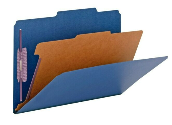 Partition Folder, Legal, Four-Sections (1 Pt.), Dark Blue, 20/box