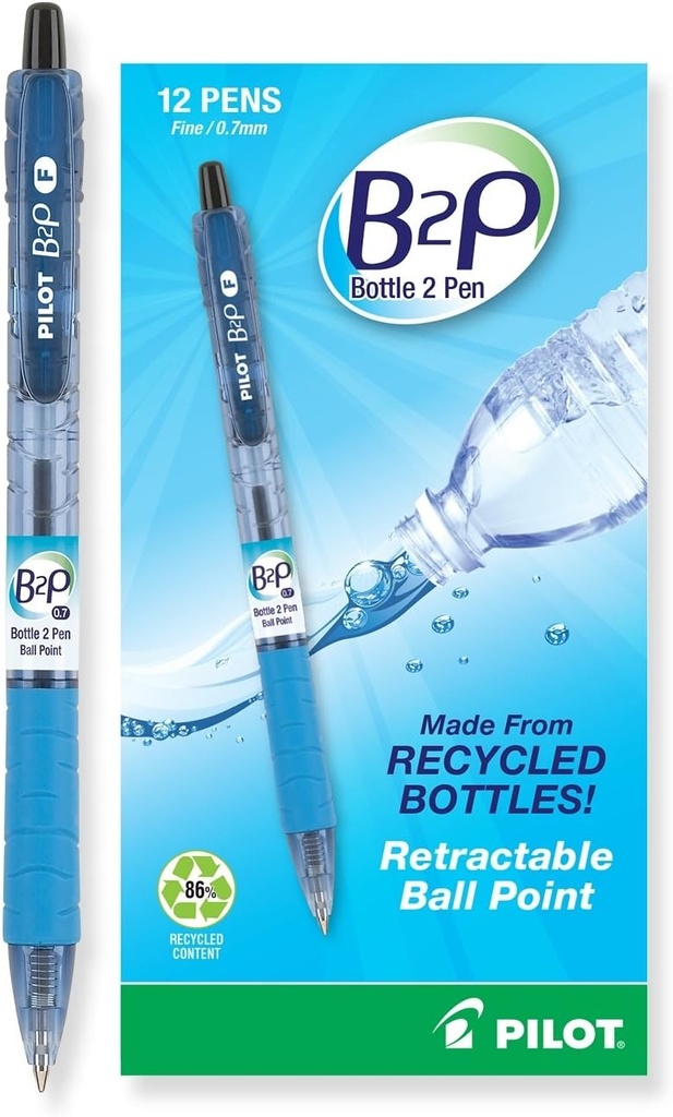 B2P Ball Point Black ink, Fine, Retractable, Dozen