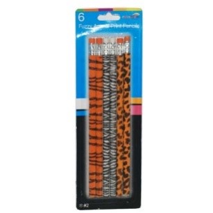 Fuzzy Animal Print Pencils 6ct