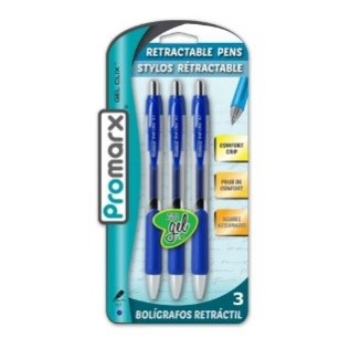 Promarx Retractable Gel Pens 3ct Blue