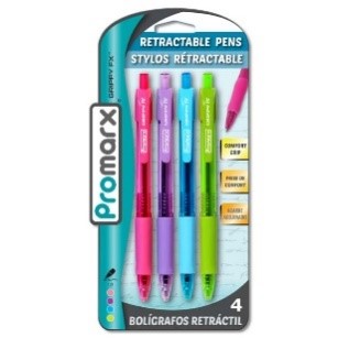 Promarx Grippy Neon Fashion Pens 4ct