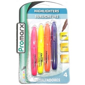 Promarx Mini Highlighter 4ct W. Cap Clip