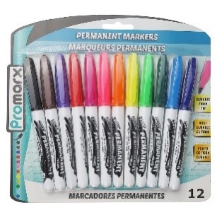 Promarx Permanent Markers Asst 12ct