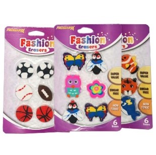 Promarx Fashion Erasers Asst Designs 6ct