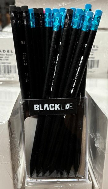 ADEL Blackline Natural Pencil, 2B, w Eraser, 72 Pcs Glass